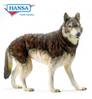 Hansa Toys 5046 Life Size Husky Dog - Black and Beige