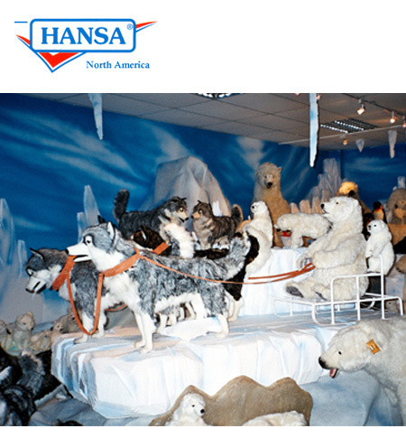 Hansa Toys 5046 Life Size Husky Dog - Black and Beige