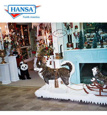 Hansa Toys 5046 Life Size Husky Dog - Black and Beige