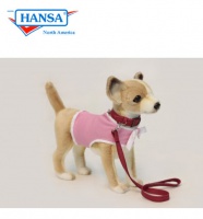 Hansa Chihuahua With Pink Coat And Leash (6385)