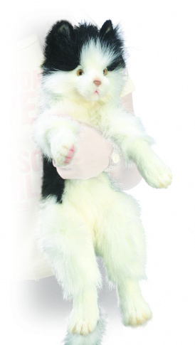 Stuffed black best sale and white cat