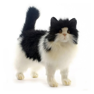 25cm Black And White Cat Plush Toy Grab Stuffed Black Cat Patung