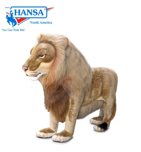 Hansa Standing Male Lion Plush 14" Long